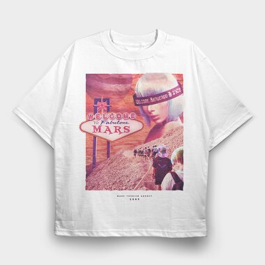 Mars Planet Psychedelic, Tricou Oversize Barbati (Unisex)