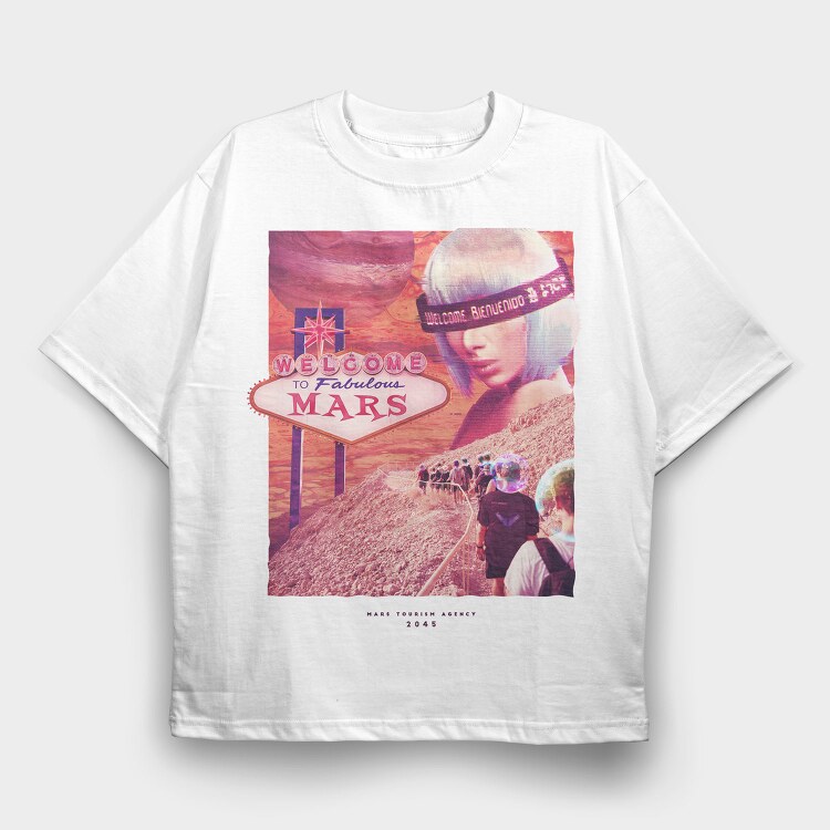 Mars Planet Psychedelic, Tricou Oversize Barbati (Unisex)