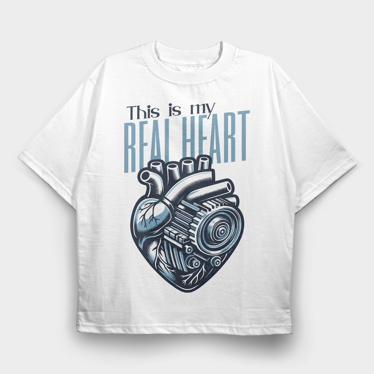 Mechanical Heart Anatomy Real Heart, Tricou Oversize Barbati (Unisex)