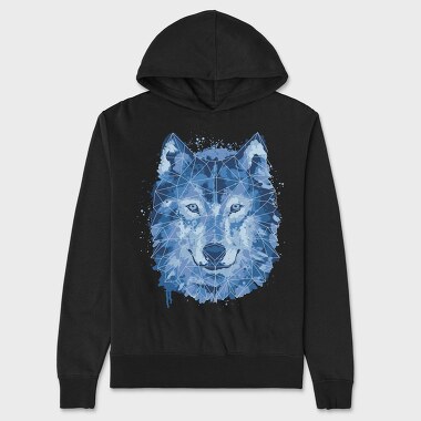 Wolf Animal Watercolor Polygon, Hanorac Oversize Barbati (Unisex)