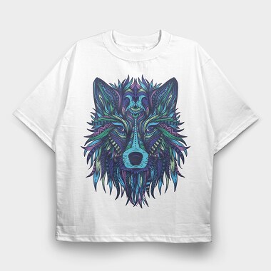 Wolf Illustration Color 001, Tricou Oversize Barbati (Unisex)