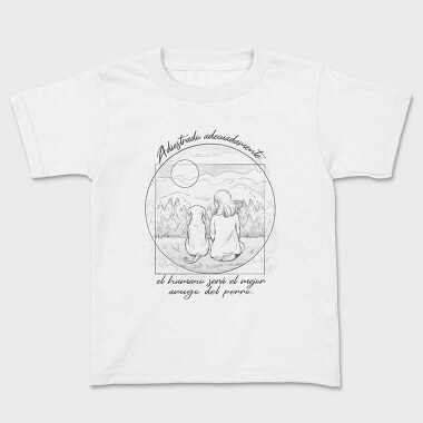 Woman And Dog Landscape Vesubius Girl, Tricou Copii