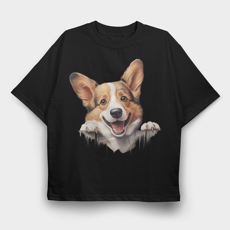 Pembroke Welsh Corgi, Tricou Oversize Barbati (Unisex)