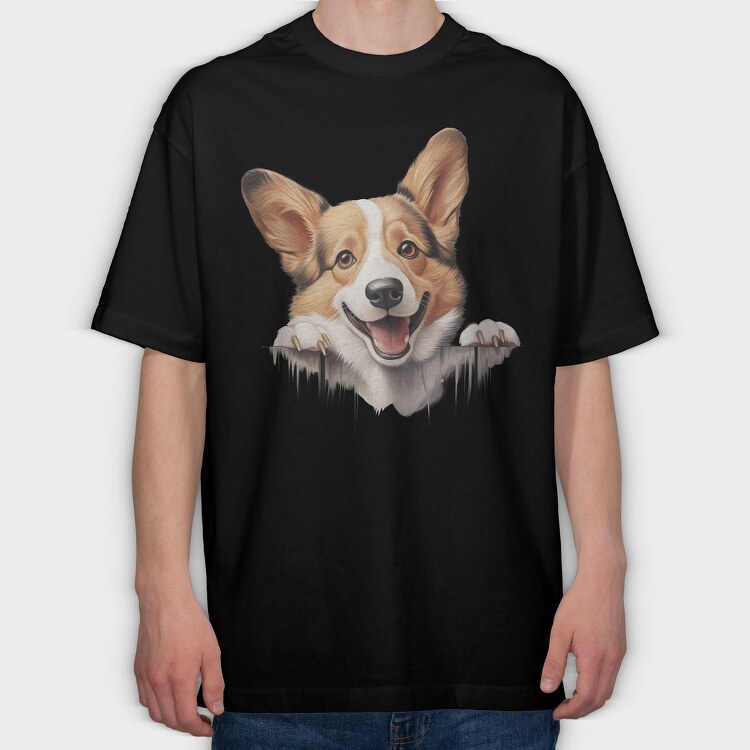Pembroke Welsh Corgi, Tricou Oversize Barbati (Unisex)