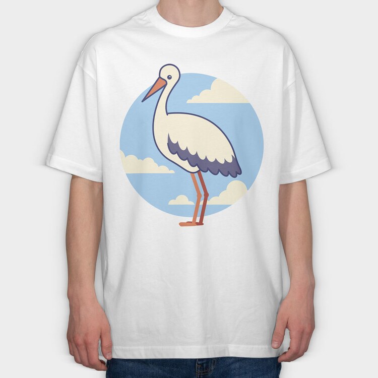 Cute Stork, Tricou Oversize Barbati (Unisex)