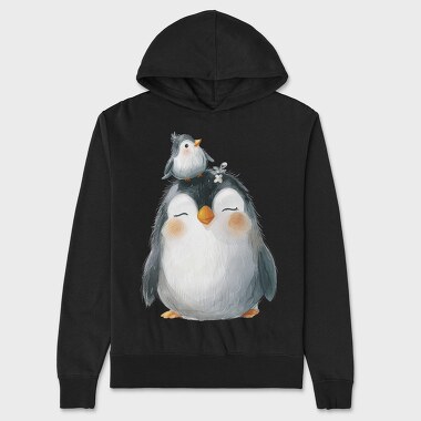 Penguin Bird Stack, Hanorac Oversize Barbati (Unisex)