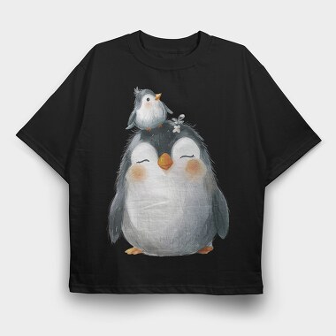 Penguin Bird Stack, Tricou Oversize Barbati (Unisex)
