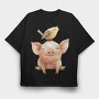 Pig Bird Stack, Tricou Oversize Barbati (Unisex)