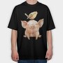 Pig Bird Stack, Tricou Oversize Barbati (Unisex)