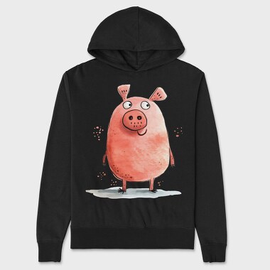 Pig Cartoon Minimalist, Hanorac Oversize Barbati (Unisex)