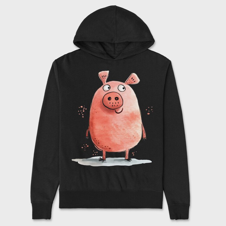 Pig Cartoon Minimalist, Hanorac Oversize Barbati (Unisex)