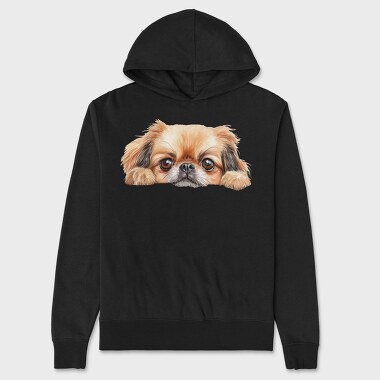 Pekinese Peeking Face, Hanorac Oversize Barbati (Unisex)