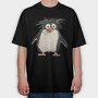 Penguin Feathers Qrky, Tricou Oversize Barbati (Unisex)
