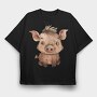 Piglet Sleepy Cute, Tricou Oversize Barbati (Unisex)