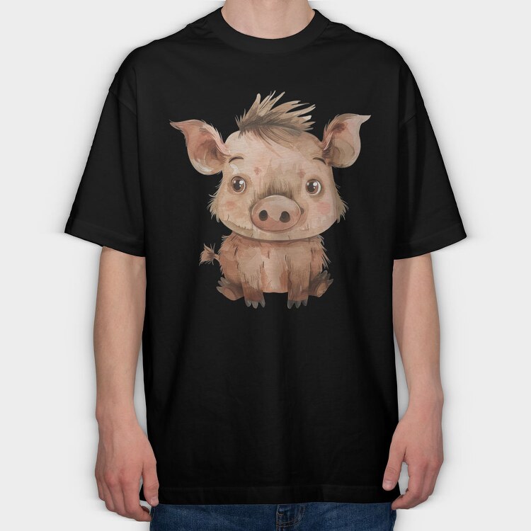 Piglet Sleepy Cute, Tricou Oversize Barbati (Unisex)