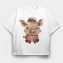 Piglet Sleepy Cute, Tricou Oversize Barbati (Unisex)