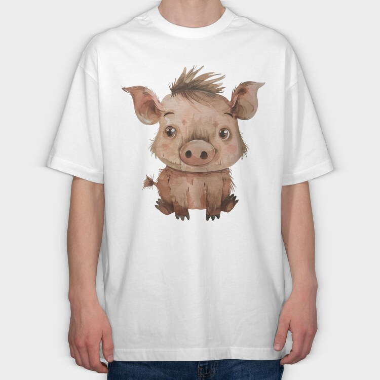 Piglet Sleepy Cute, Tricou Oversize Barbati (Unisex)