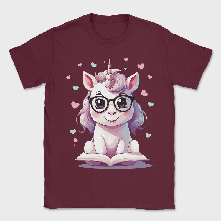 Cute Unicorn Reading, Tricou Barbati (Unisex)