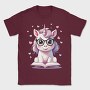Cute Unicorn Reading, Tricou Barbati (Unisex)
