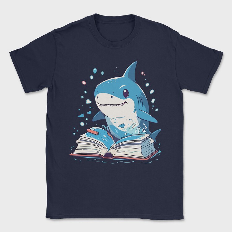 Cute Shark Reading, Tricou Barbati (Unisex)