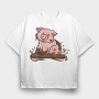 Cute Pig Mud, Tricou Oversize Barbati (Unisex)