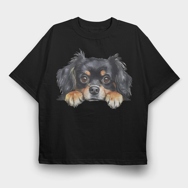 Peking Dog Clipart, Tricou Oversize Barbati (Unisex)