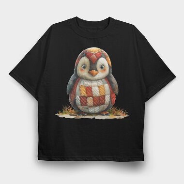 Penguin Patchwork Quietly, Tricou Oversize Barbati (Unisex)