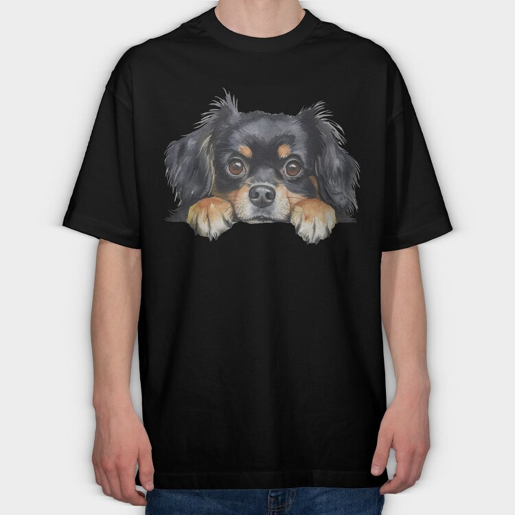 Peking Dog Clipart, Tricou Oversize Barbati (Unisex)