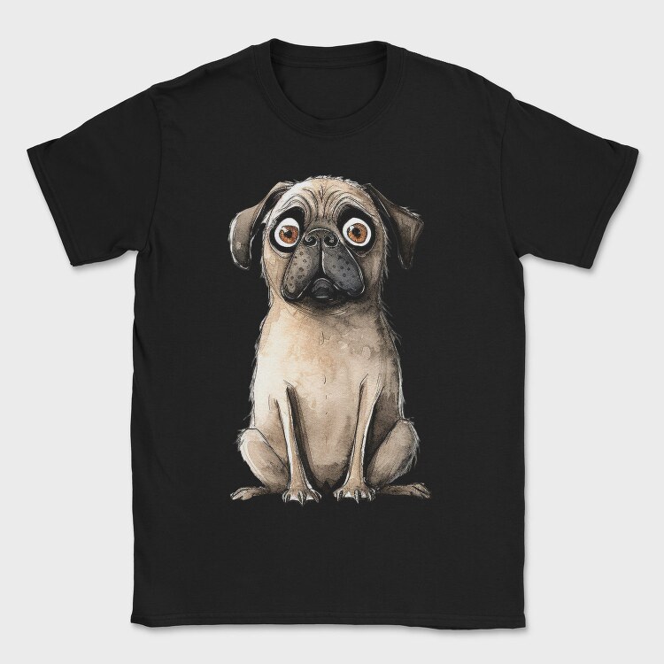 Pug Sitting Face, Tricou Barbati (Unisex)