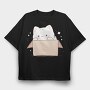 Cute Little Cat Box, Tricou Oversize Barbati (Unisex)