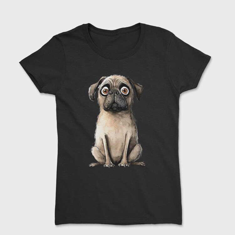 Pug Sitting Face, Tricou Femei