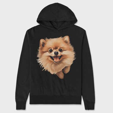 Pomeranian Smiling Face, Hanorac Oversize Barbati (Unisex)