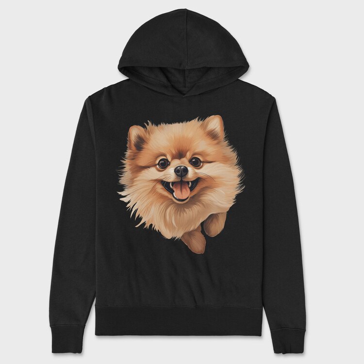 Pomeranian Smiling Face, Hanorac Oversize Barbati (Unisex)