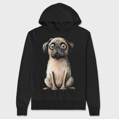 Pug Sitting Face, Hanorac Oversize Barbati (Unisex)