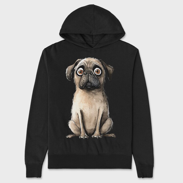 Pug Sitting Face, Hanorac Oversize Barbati (Unisex)