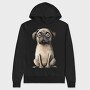 Pug Sitting Face, Hanorac Oversize Barbati (Unisex)