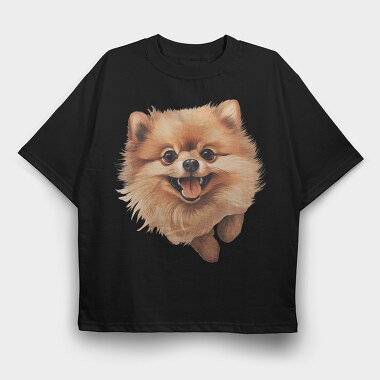 Pomeranian Smiling Face, Tricou Oversize Barbati (Unisex)