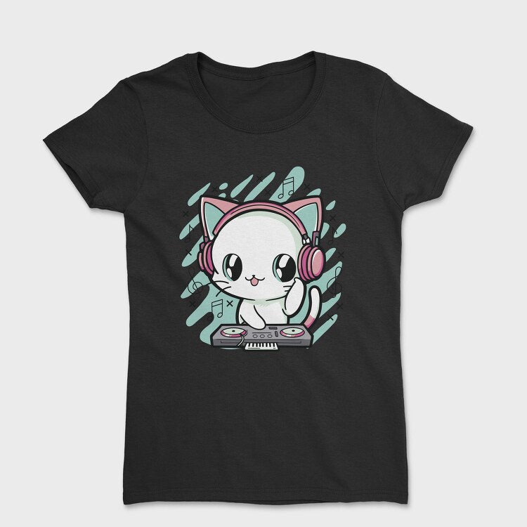Cute Cat Dj, Tricou Femei