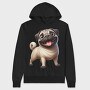 Pug Smiling Face, Hanorac Oversize Barbati (Unisex)
