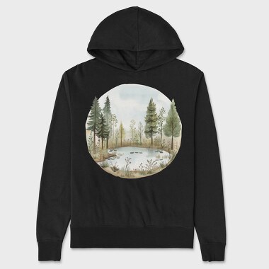 Pond In Forest, Hanorac Oversize Barbati (Unisex)