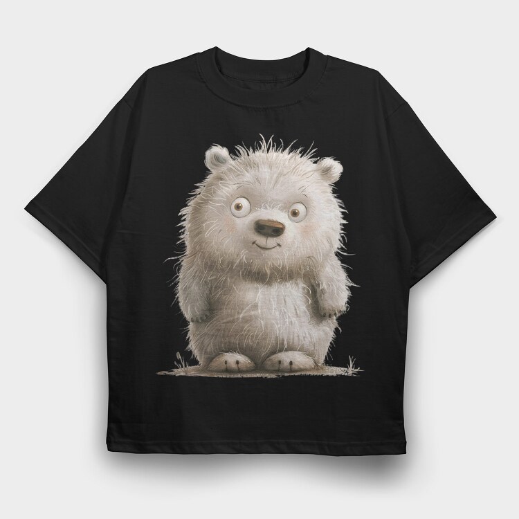 Polar Bear Sitting, Tricou Oversize Barbati (Unisex)