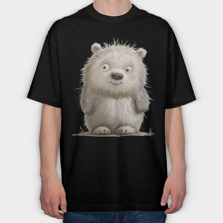 Polar Bear Sitting, Tricou Oversize Barbati (Unisex)