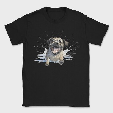 Pug Smiling In Water, Tricou Barbati (Unisex)