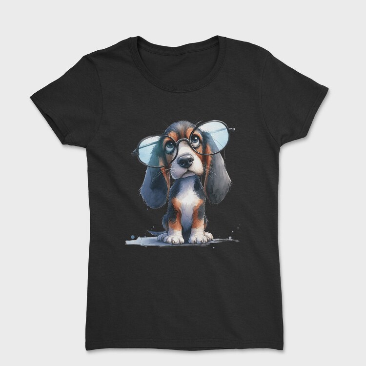 Puppy Glasses Sitting, Tricou Femei