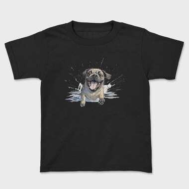 Pug Smiling In Water, Tricou Copii