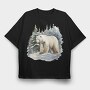 Polar Bear Snowscape, Tricou Oversize Barbati (Unisex)