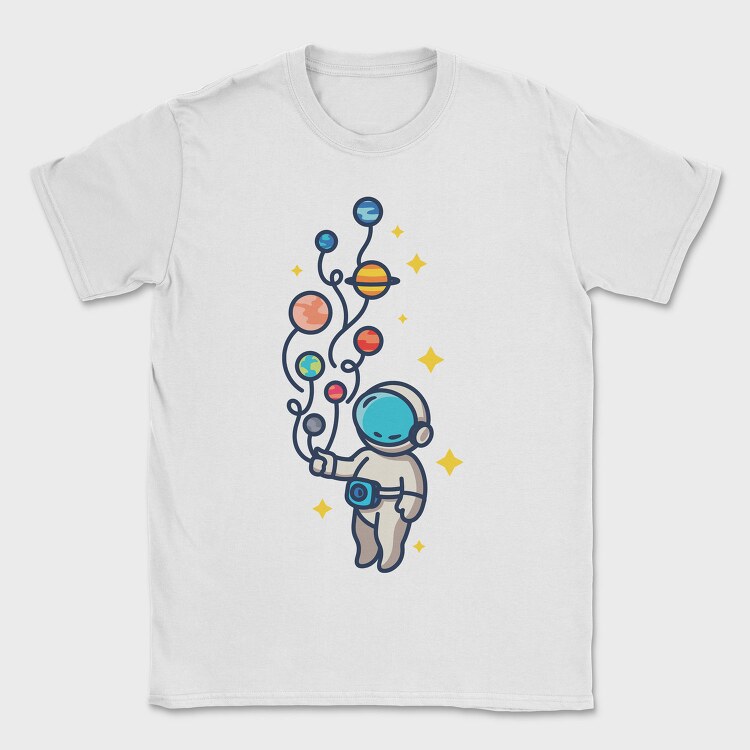 Astronaut And Balloon Planets, Tricou Barbati (Unisex)