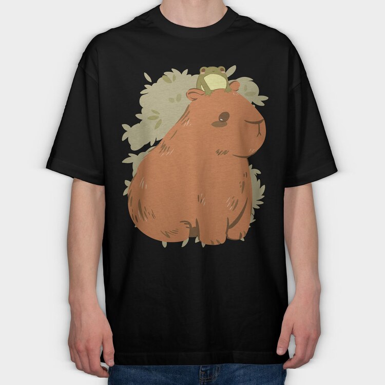 Cute Capybara Frog, Tricou Oversize Barbati (Unisex)