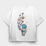 Astronaut And Balloon Planets, Tricou Oversize Barbati (Unisex)