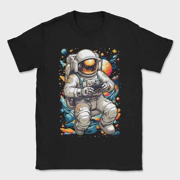 Astronaut Gamer In Cosmic Hues, Tricou Barbati (Unisex)